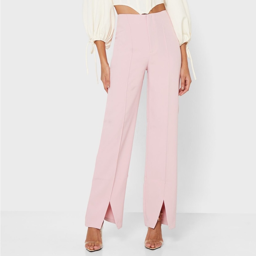 Blush Oversized Split Front Trousers